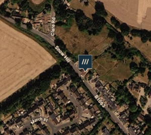 Aerial map of Snow Hill and B1063 near Clare Rd and March Pl.